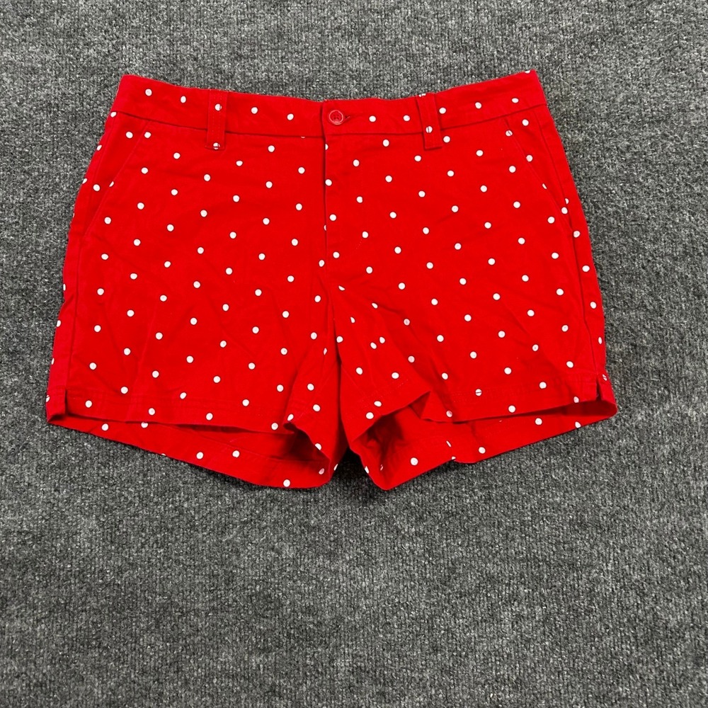 Magellan Outdoors Shorts Womens Size 10 Red Polka Dot Casual Stretch Cotton